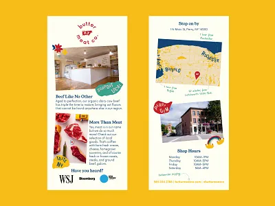 Butter Meat Co. Rack Cards beef branding brochure cow illustration meat ny print rack card