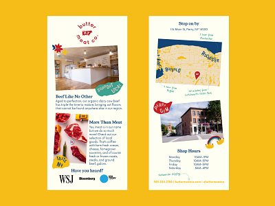 Butter Meat Co. Rack Cards beef branding brochure cow illustration meat ny print rack card