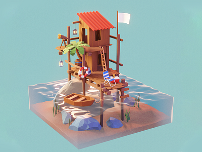 Seashack 3d 3d art blender blender3d blender3dart building illustration space