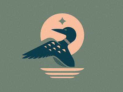 Loon bird logo classic illustration lake loon midwest minnesota north outdoors reflection star sunset vintage water