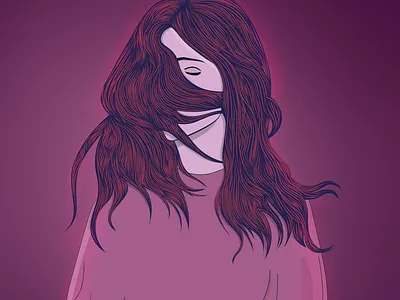 Aesthetic Girl Illustration | kneems design digitalart digitalartwork girl illustration illustration illustrator photoshop portrait purple vector vectorportrait