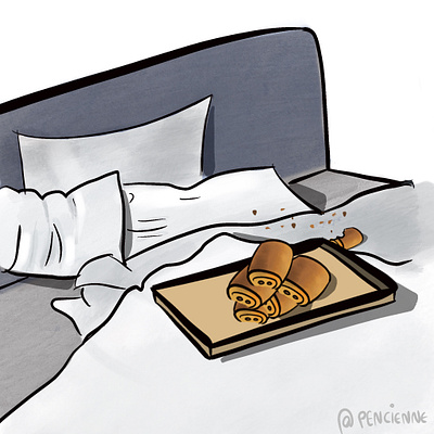 Crumbs of compassion bed bedroom breadcrumb digital illustration procreate