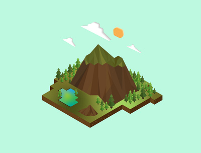 Mountain in the middle of the forest design diorama graphicdesign illustration illustrator isometric isometric illustration