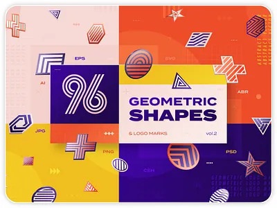 96 Geometric shapes & logo marks collection Vol.2 abstract branding design download element emblem geometric illustrator logo logotype mark minimal modern photoshop set shape simple symbol template vector