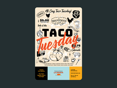 BeneskiDesign LaCo Mex Poster TacoTuesday branding design illustration poster design resturant vector