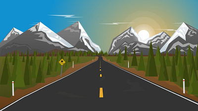 Mount Road convergence highway horizon illustration illustrator mountain rd road sunset usa