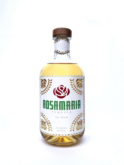 Rosamaria Tequila Packaging alcohol alcohol branding beverage packaging branding design diecut icon illustrator logo minimal package design packaging tequila typography