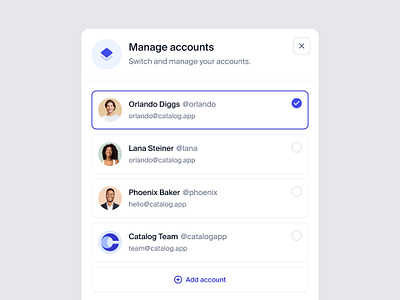 Accounts modal — Untitled UI card clean ui figma menu minimal minimalism modal modals pop up popover popup preferences product design settings simple user interface