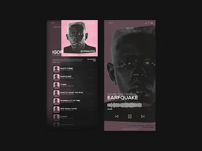 Music Player App | Igor Asset Test album app flat interaction interface mobile mobile app mobile ui music music app music player ui