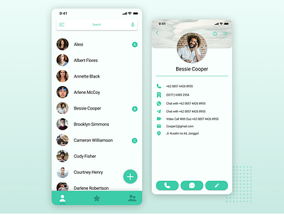 Contact app app clean design minimal mobile app ui