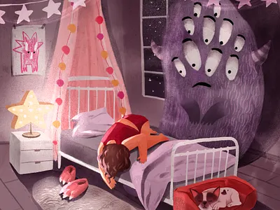 I am More Scared of You 2d character characterdesign childhood digitalart illustration monster procreate stars texture