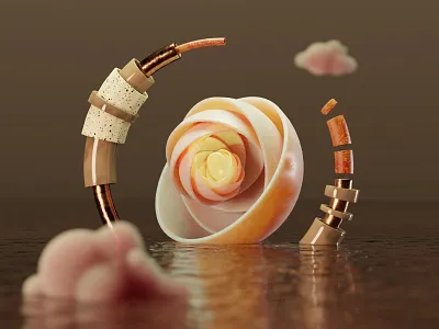 Abstract 3D Scene 3d abstract art blender blender3d c4d cinema4d clouds composition concrete gold illustration marble modeling realistic render scene wood