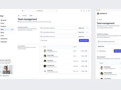 Team management — Untitled UI admin breadcrumbs dashboard figma form navigation product design settings sidenav table team management team members ui ui design user interface ux ux design