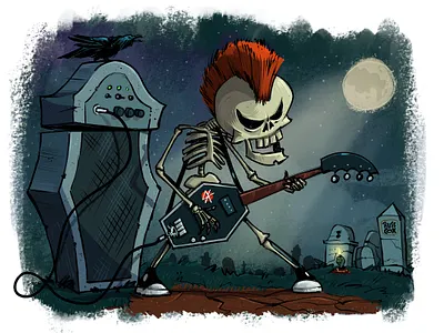 Punkeleton character design characters comic art concepts digital illustration graphic novel illustration music punk rock skeleton