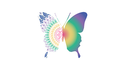 mandala butterfly rainbow design illustration vector