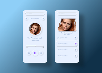 Neumorphism Design Of a music player branding design illustration logo typography