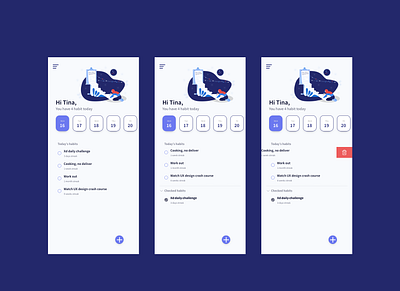 Habit tracker app design minimal ui ux design visual design xddailychallenge