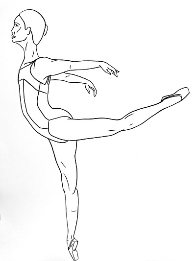 Outline Dancer ballet ballet pointe branding characterdesign dance dancer degas delicate impressionism linedrawing minimalism modern pointe