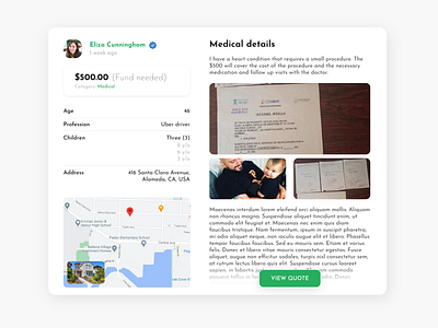 Donation page detail card design donation minimalism ui design