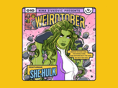 Weirdtober 010/031: She-Hulk animation avengers comic book comic book art comic book cover daily sketch fantastic four flowers graphic design illustration leaves marvel mcu procreate she hulk sketch weirdtober x men xmen