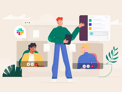 tandup Meetings Geekbot Vol. 2 character characters design dribbble illustration illustrator standup team video call