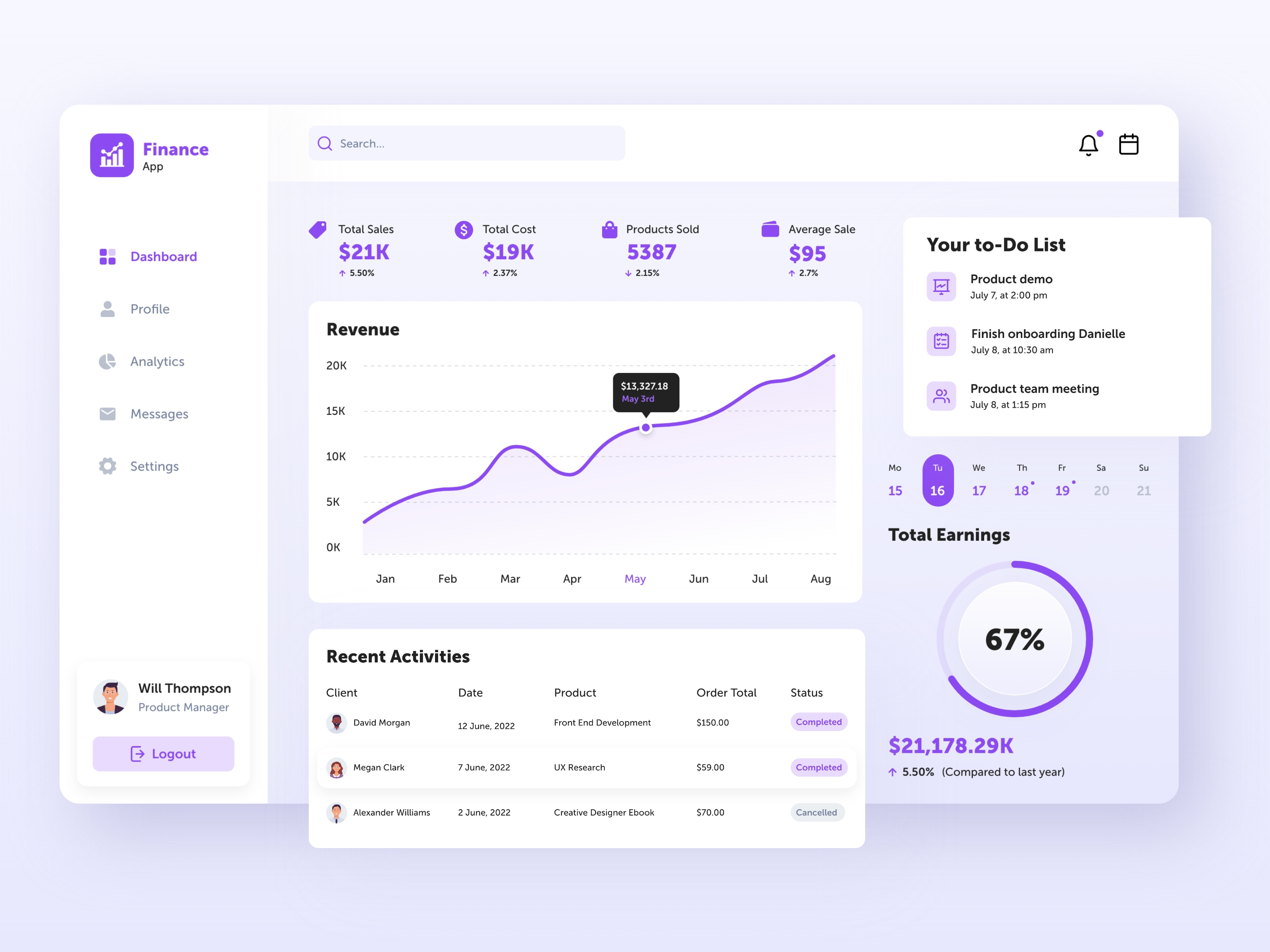 Dashboard UI Concept app chart dailyui dashboard design graph graphic design money revenue statistics stats ui uicomponents uiux uiuxdesign userexperience userinterface ux web website design