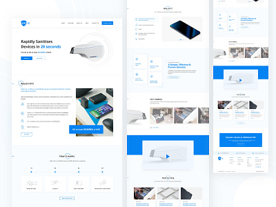 Homepage design for Mobile sanitize device header landing page minimal website