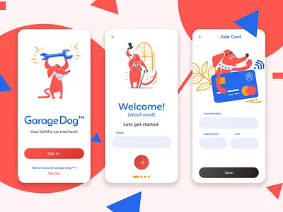 Garage Dog Mobile app adobe xd creditcard mobile app mobile ui sign in signup ui ui design xd design
