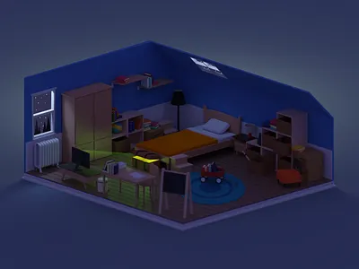 Attic Room 3d 3d art blender blender3d blender3dart design illustration low poly lowpoly lowpolyart