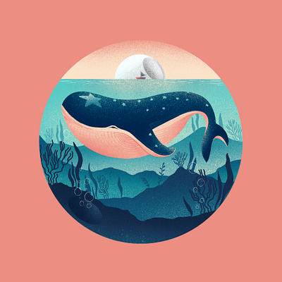 World Throught a Scope : Art Series art freedom illustration illustration design illustrator ocean pastel procreate texture vast whale