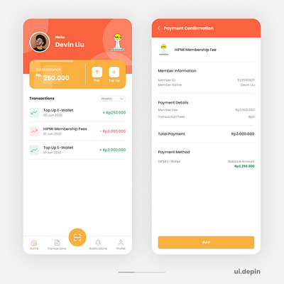 HIPMI E-Wallet app branding design ewallet minimal mobile modern money ui ui design uiux