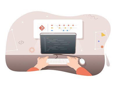 Git Developer Illustration art design developer dribbble flat github illustraion illustration