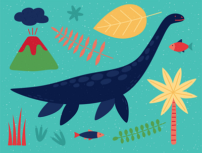 Plesiosaurus animal dino dinosaur dinosaurs dinosaurus footprints logo palmtree plesiosaur plesiosaurus volcano