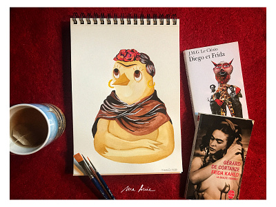 Frida K. fashion fridakahlo hen illustration maauie tea watercolor