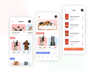 Pet Adoption App Design animals app app design creative design figma flat design interface ios mobile pet pet adoption pets sketch typogaphy typography ui ui kit ux ux ui design