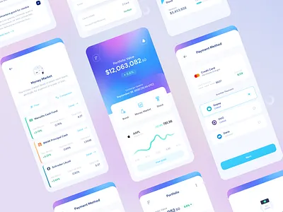 Robo Investment - UI Kit android app bigsur design designer finance fintech investment ios mobile mobile app design money payment purple stock ui uidesign uikit ux uxdesign