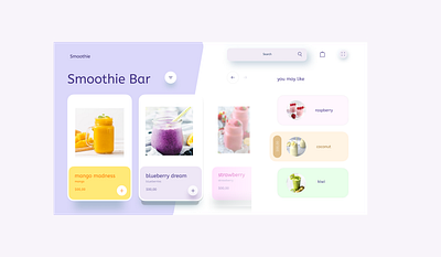 web Design for Smoothie bar branding colorful creative design design illustration typography web