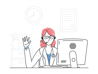 Healthcare from home assistance carer concierge doctor health healthcare illustration illustrator nutrition plants simple wfh woman