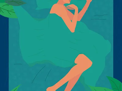 Sleeping art bed calm character flat flat illustration girl illustration leaves night room sleep sleeping beauty sleepy vector