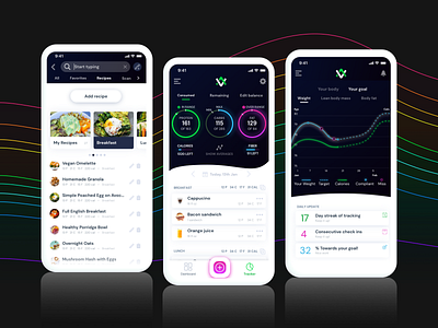 Avatar Nutrition app branding data design fitness glow gradient health neon nutrition ui ux web