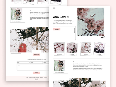 Photographer Website Concept design flat photographer pink polaroid ui ux web website white