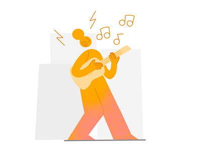 Work hard, play hard 🎸 2d charachter darkcube digitalart drawing emotional design guitar guitarist illustration landing page music playful vector workspace