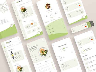 Olive tree app account app clean cooking flat food foodie ingredients left nav plan recipe sidebar simple subscription ui