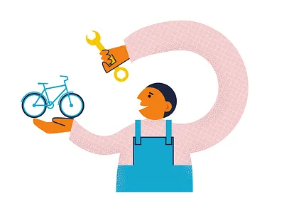 Bike Repearer bike bike service bycicle craft design flat geometric illustration logo maintenance repare service texture vector wrench