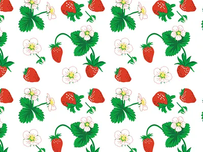Set Strawberry Glade adobe illustrator flowers pattern patterns