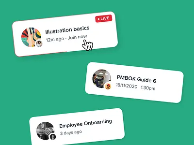 Webinar Cards app avatar card cards clean interface design join live minimal overlay software ui user interface ux webinar