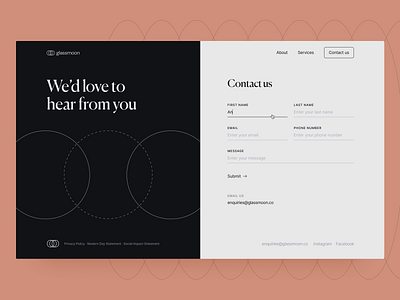 Glassmoon — Contact Page button circles contact contact form contact page contact us contacts desktop desktop design desktop preset form hover input link minimalist minimalistic state