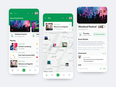 Event App UI Concept app concert date design event events green ios location lviv map meet meeting meetup mobile party save ui ukraine ux