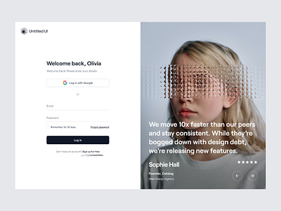 Sign up page — Untitled UI create account figma form log in login quote sign in sign up signin signup simple social proof split screen testimonial ui ui design user interface ux ux design webflow