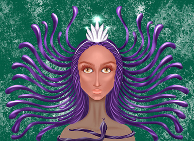 unreal girl artwork avatar design drawing fashion girl green icon illustration procreate violet